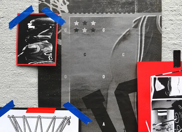 Abstract Geometric Collage Design, brutalist, neo-brutalist, high-contrast