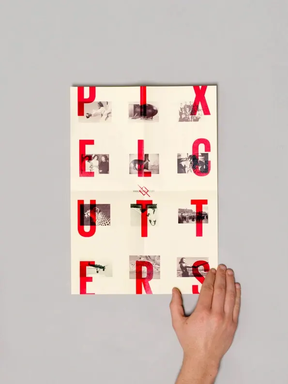 Red and White Typographic Grid Poster, minimal, swiss, high-contrast