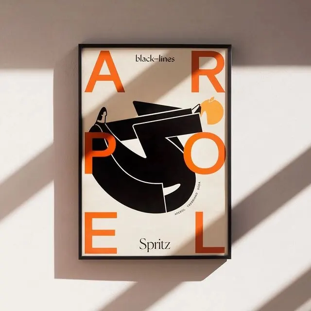 Black Lines Spitz Poster, minimal, swiss, high-contrast