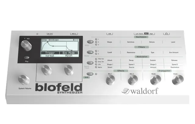 Blofeld x Waldorf Hardware Interface Design, technical, minimal, dark