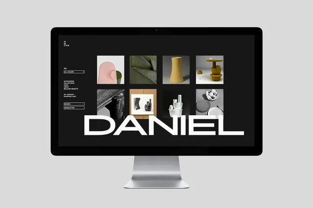 Daniel Brand Identity Mockup, minimal, corporate-clean, dark