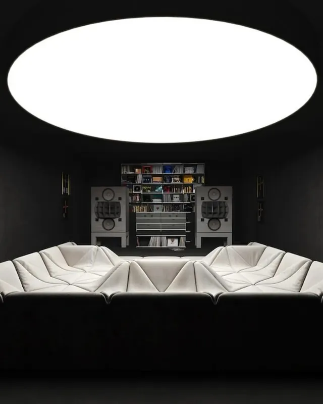 Abstract Geometric Interior Mockup, minimal, geometric, dark