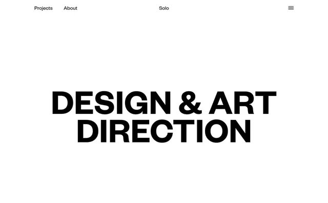 Design & Art Direction Portfolio Header, minimal, swiss, high-contrast