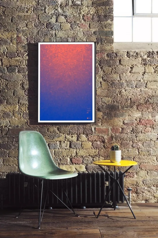Gradient Poster Mockup in Industrial Setting, minimal, gradient-heavy, vibrant