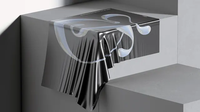 Abstract 3D Glass and Ribbon Render, minimal, glassmorphism, monochrome