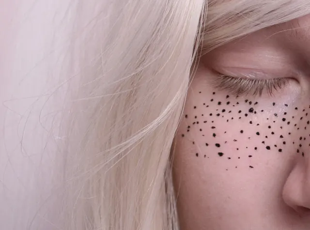 Close-up of Face with Freckles, photographic, organic, light