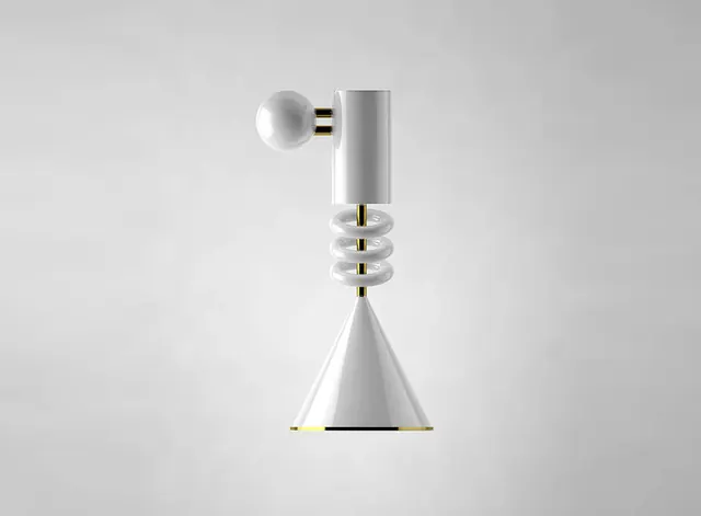 Minimalist White Table Lamp, minimal, geometric, monochrome