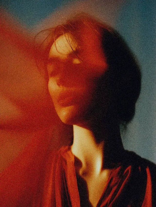 Abstract Portrait with Warm Light Overlay, organic, photographic, warm