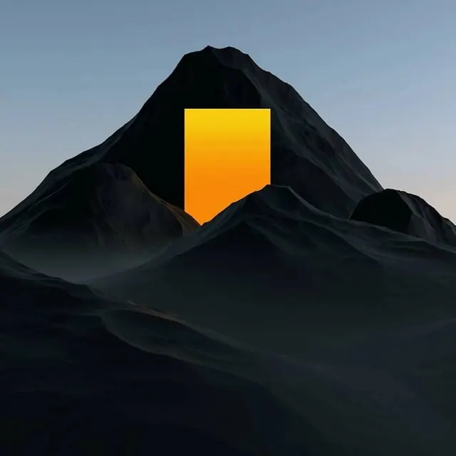 Mountain Peak with Golden Rectangle, minimal, dark-mode, dark