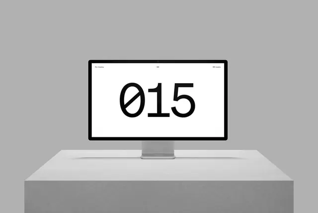 Minimalist Monitor Mockup with Number Display, minimal, corporate-clean, monochrome