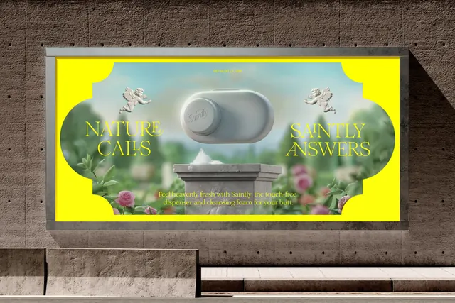 Bright natural beauty product display with typography frame, playful, gradient-heavy, vibrant