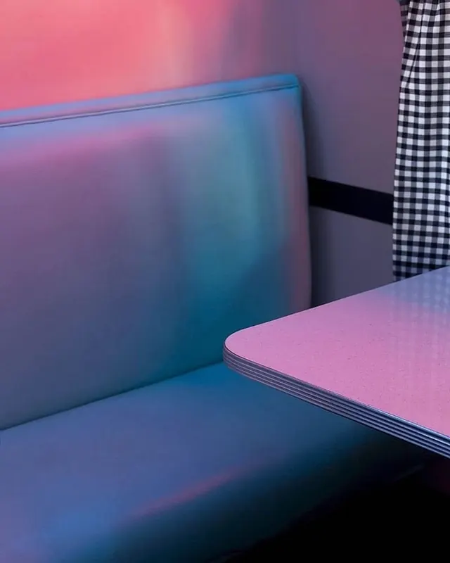 Neon Gradient Booth Mockup, gradient-heavy, 3d-render, vibrant