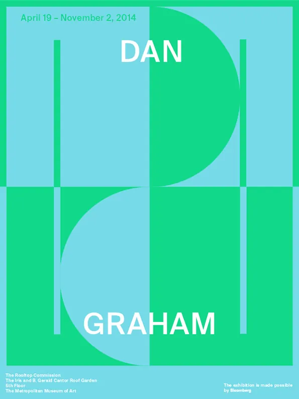 Dan Graham exhibition poster with bold geometric grid, minimal, geometric, vibrant