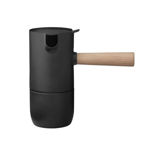 Black and Wood Coffee Grinder, minimal, photographic, monochrome