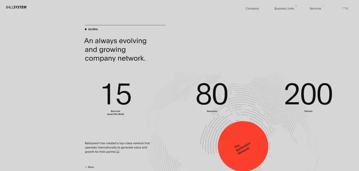 Statistics layout with concentric accent circle, minimal, corporate-clean, light