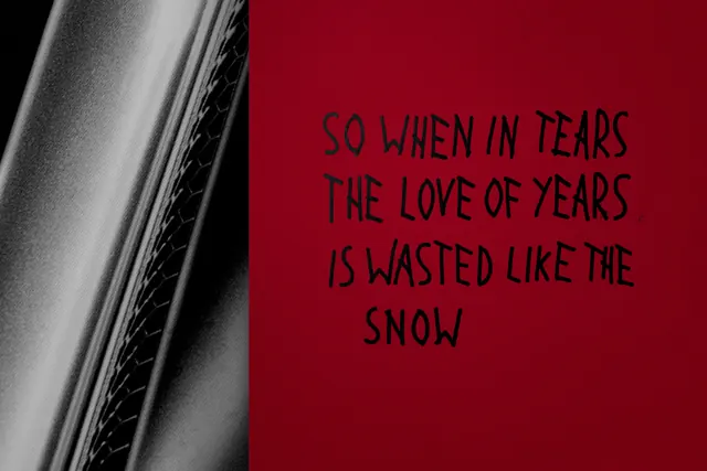 Poetic Typography on Red Background, minimal, editorial, high-contrast
