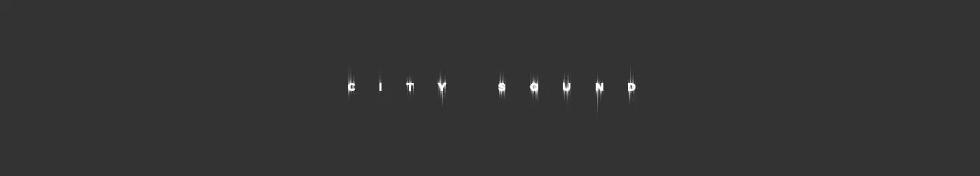Spiky glitch-type wordmark on charcoal, experimental, minimal, dark