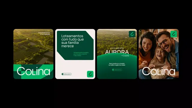 Colina real estate brand identity cards, minimal, corporate-clean, dark