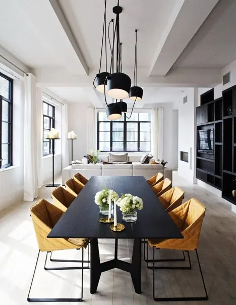 Modern Dining Room Interior, minimal, luxury, warm