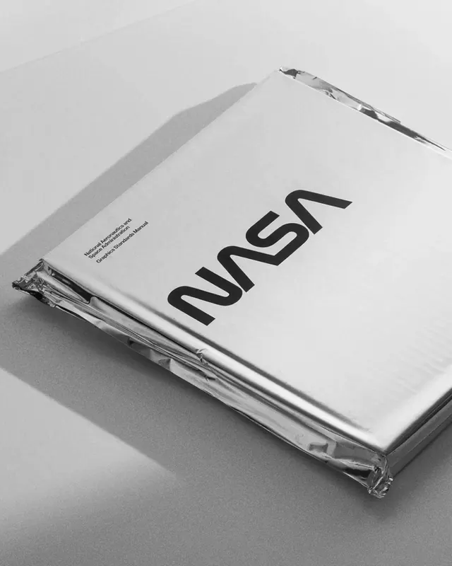NASA Logo Mockup, minimal, corporate-clean, monochrome