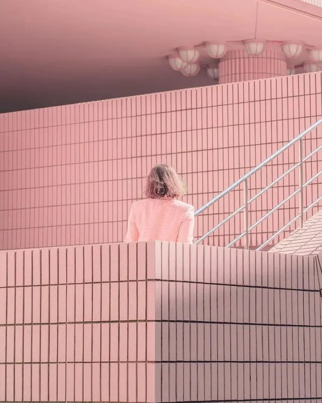 Pink Grid Aesthetic Portrait, minimal, y2k, pastel