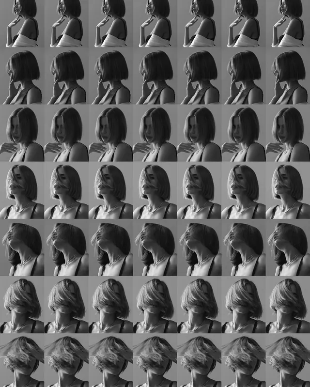 Grid of Human Faces, monochrome, photographic, monochrome