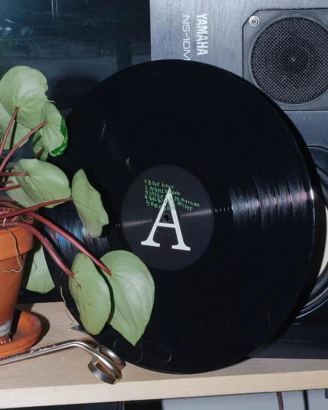 Vinyl Record Mockup with Logo, minimal, photographic, dark