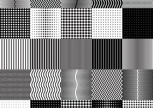 Monochrome Geometric Pattern Grid, minimal, monochrome, monochrome