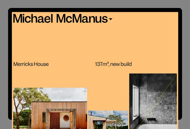 Michael McManus Portfolio Layout, minimal, swiss, warm