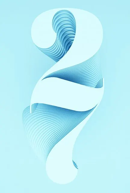 Abstract Blue Ribbon Wave, minimal, geometric, cool
