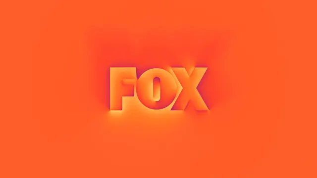 FOX Wordmark on Orange Gradient, gradient-heavy, 3d-render, vibrant