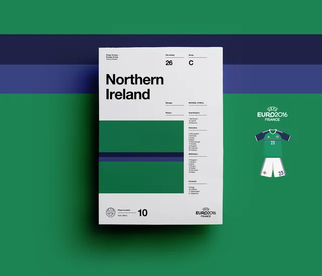 Northern Ireland Sports Identity Mockup, minimal, swiss, high-contrast