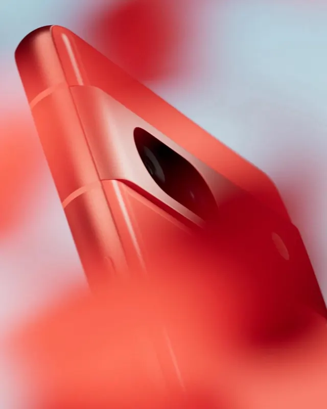 Red Smartphone Mockup, minimal, luxury, vibrant