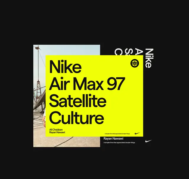 Nike Air Max 97 Satellite Culture Poster, swiss, minimal, high-contrast