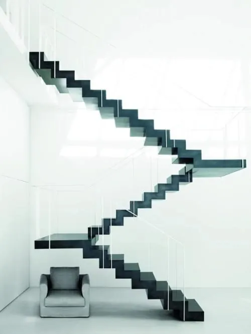 Minimalist Geometric Staircase, minimal, geometric, monochrome
