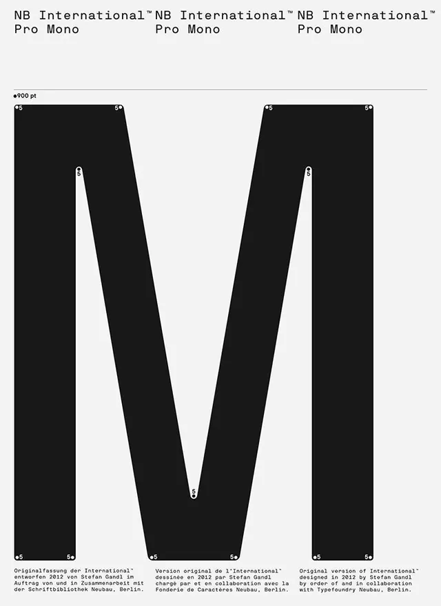 NB International Pro Mono Type Specimen, minimal, swiss, monochrome