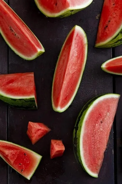 Watermelon Slices Collage, minimal, flat, dark