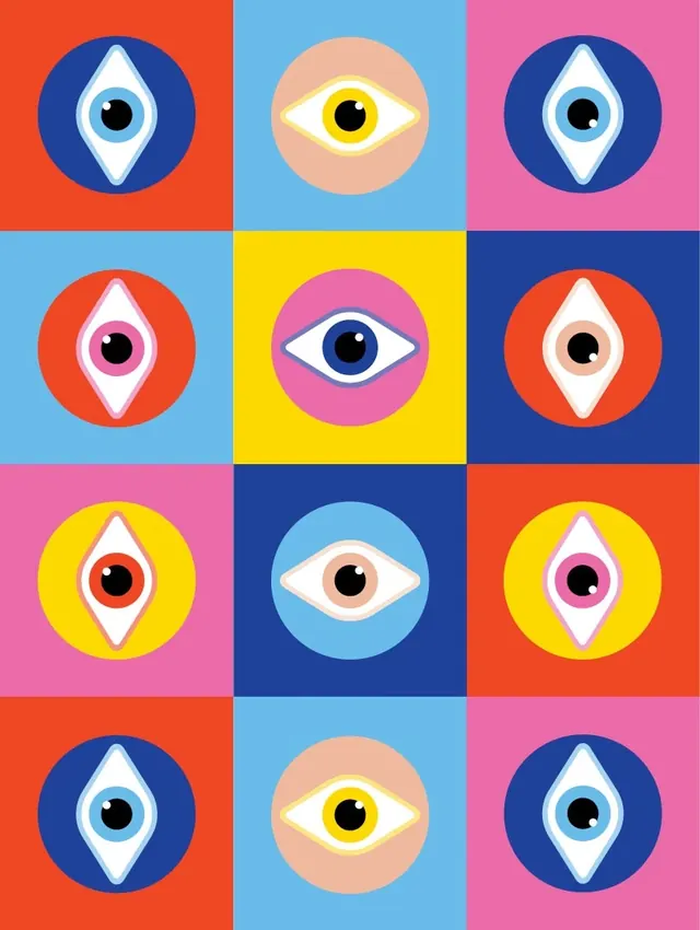 Geometric Eye Icon Grid, minimal, geometric, vibrant