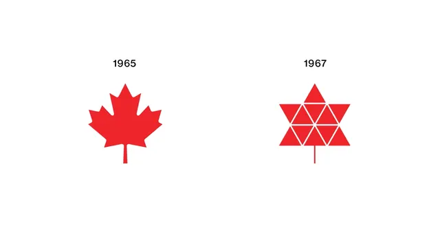 Evolution of Canadian Symbols, minimal, geometric, high-contrast
