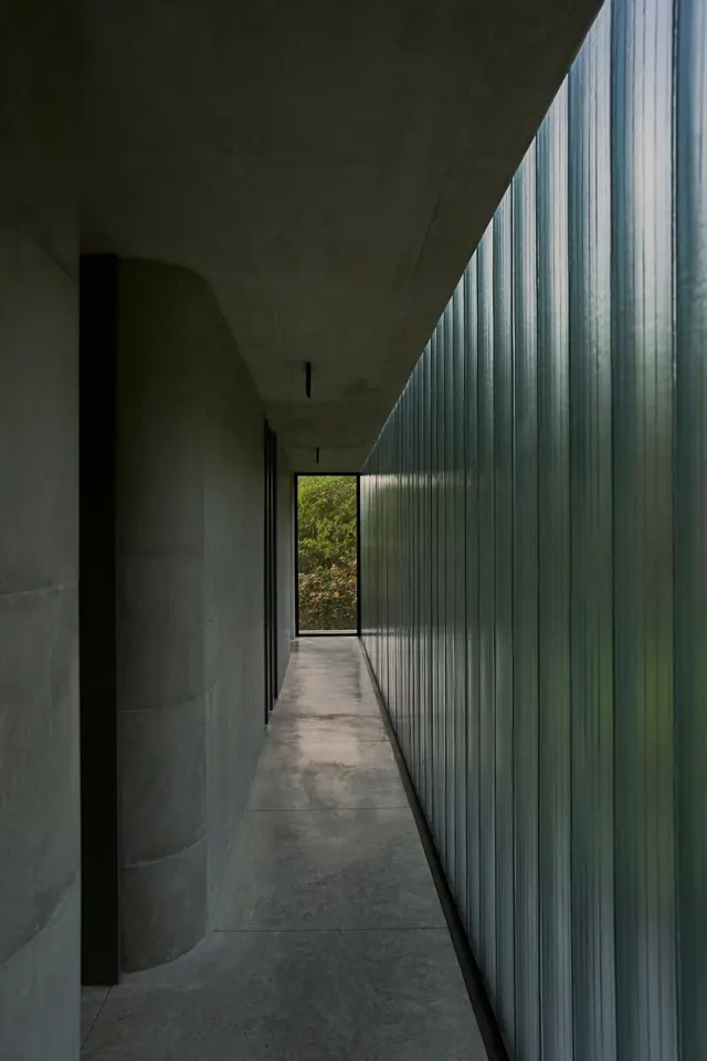 Modern Architectural Corridor, minimal, brutalist, monochrome