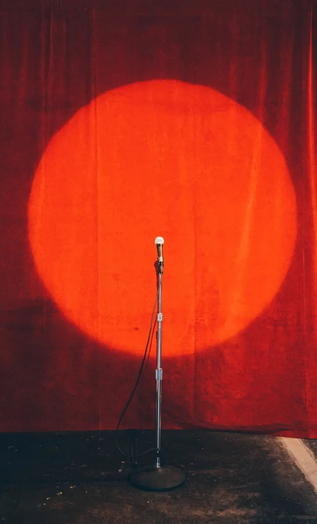 Red Spotlight Stage, minimal, photographic, dark