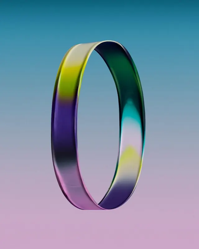 Iridescent 3D Ring Graphic, 3d-render, gradient-heavy, vibrant