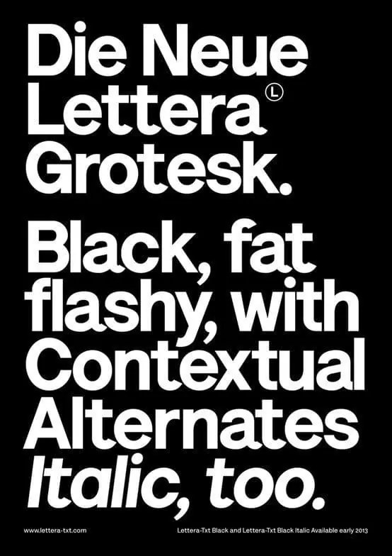 Die Neue Letterra Grotesk Type Specimen, swiss, minimal, high-contrast