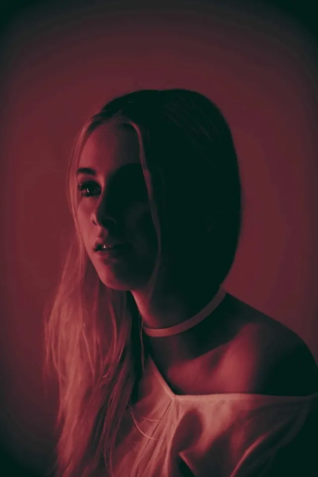 Red-Tinted Portrait, photographic, abstract, warm