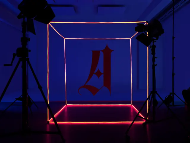 Neon Monogram 3D Mockup, minimal, dark-mode, dark
