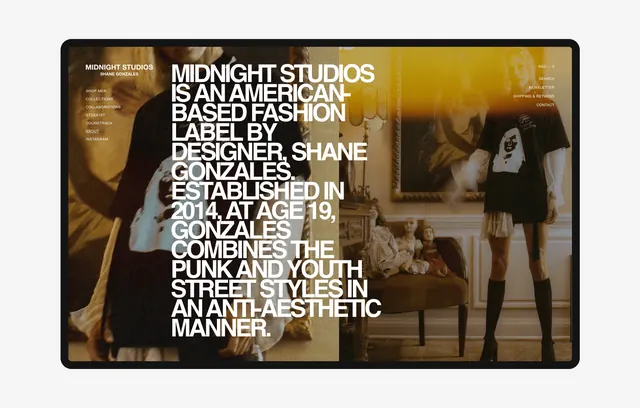 Midnight Studios Brand Identity Collage, brutalist, maximalist, high-contrast