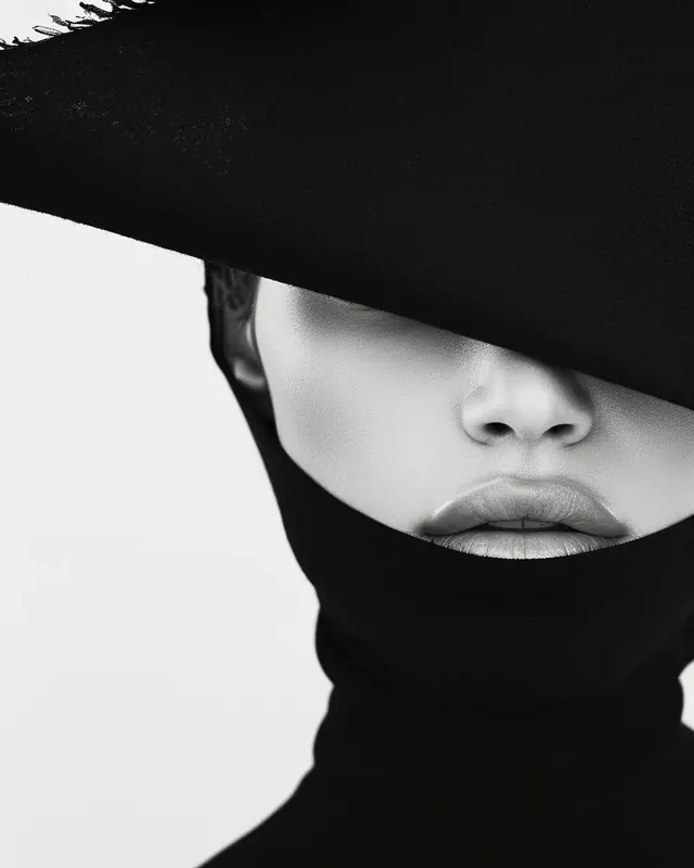 Monochrome Portrait with Veil, minimal, monochrome, monochrome
