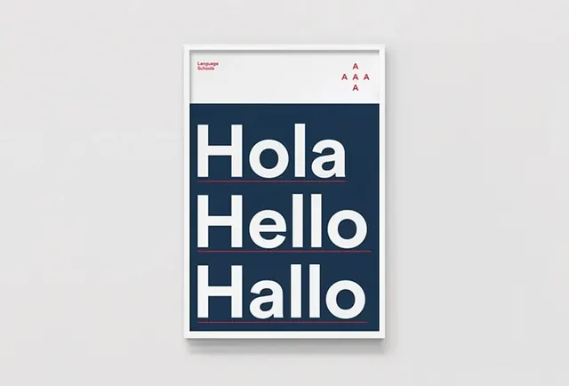 Multilingual Greeting Poster, minimal, swiss, high-contrast