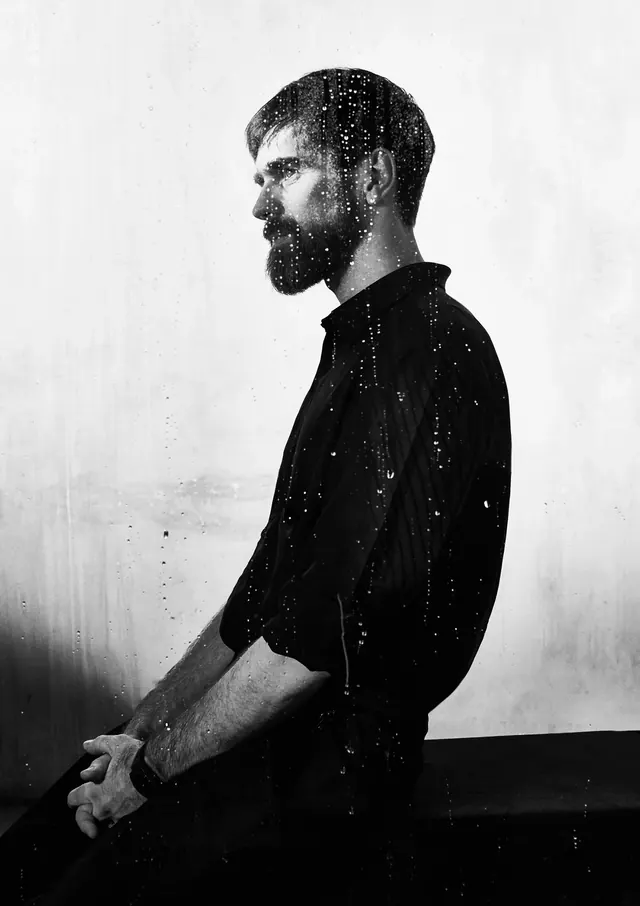 Monochrome Portrait of a Bearded Man, monochrome, photographic, monochrome
