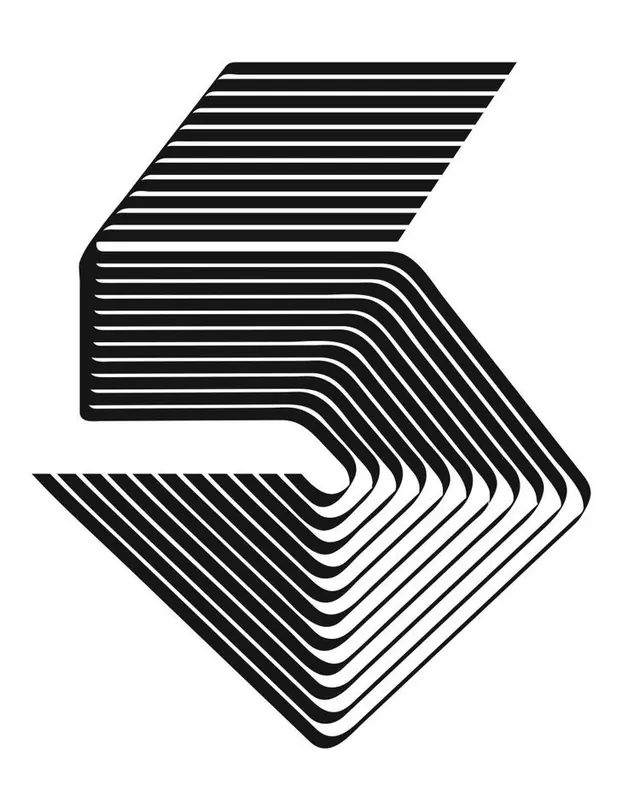 Stylized Number 5 Line Art, minimal, geometric, monochrome